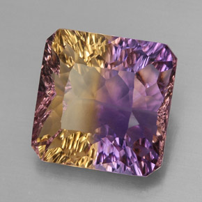 9.82캐럿 천연 바이컬러 아메트린, 에메랄드 컷, 12.9×12.9 mm, VVS