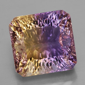 15.03캐럿 천연 바이컬러 아메트린, 에메랄드 컷, 14.2×13.8 mm, VVS