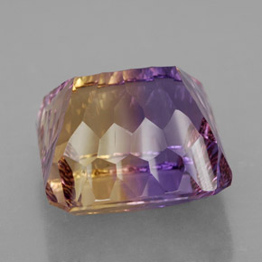 15.03캐럿 천연 바이컬러 아메트린, 에메랄드 컷, 14.2×13.8 mm, VVS