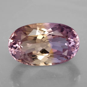 13.60캐럿 천연 바이컬러 아메트린, 타원형 컷, 19.2×11.6 mm, VVS