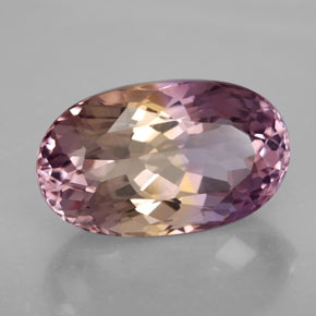 13.60캐럿 천연 바이컬러 아메트린, 타원형 컷, 19.2×11.6 mm, VVS