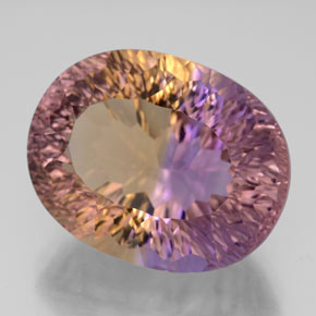 13.60캐럿 천연 바이컬러 아메트린, 타원형 컷, 17.3×13.6 mm, IF