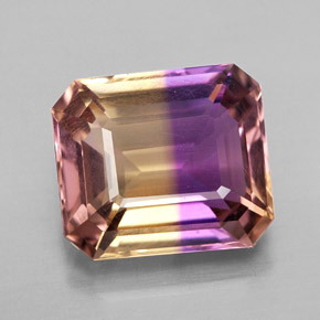 6.19캐럿 천연 바이컬러 아메트린, 에메랄드 컷, 12×10.5 mm, VVS