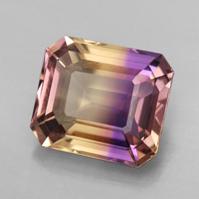 6.19캐럿 천연 바이컬러 아메트린, 에메랄드 컷, 12×10.5 mm, VVS