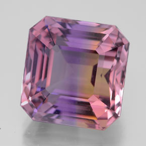 12.03캐럿 천연 바이컬러 아메트린, 에메랄드 컷, 13.1×12.7 mm, VVS