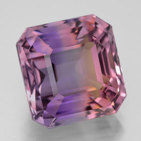12.03캐럿 천연 바이컬러 아메트린, 에메랄드 컷, 13.1×12.7 mm, VVS