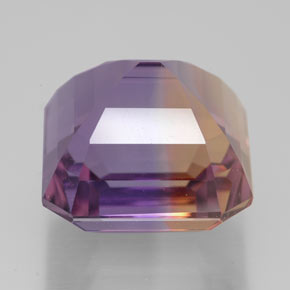 12.03캐럿 천연 바이컬러 아메트린, 에메랄드 컷, 13.1×12.7 mm, VVS