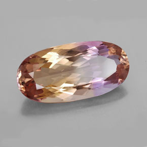 18.48캐럿 천연 바이컬러 아메트린, 타원형 컷, 26×13 mm, VVS