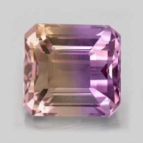 5.69캐럿 천연 바이컬러 아메트린, 에메랄드 컷, 10.5×9.9 mm, VVS