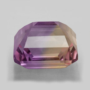 5.69캐럿 천연 바이컬러 아메트린, 에메랄드 컷, 10.5×9.9 mm, VVS
