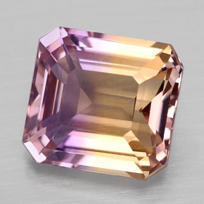 4.39캐럿 천연 바이컬러 아메트린, 에메랄드 컷, 10.2×9.6 mm, VVS