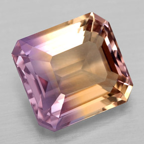 4.39캐럿 천연 바이컬러 아메트린, 에메랄드 컷, 10.2×9.6 mm, VVS
