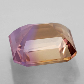 4.39캐럿 천연 바이컬러 아메트린, 에메랄드 컷, 10.2×9.6 mm, VVS