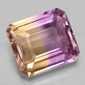 4.28캐럿 천연 바이컬러 아메트린, 에메랄드 컷, 10.6×9.5 mm, VVS