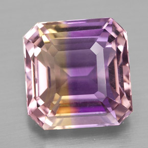 4.82캐럿 천연 바이컬러 아메트린, 에메랄드 컷, 10.2×10 mm, VVS