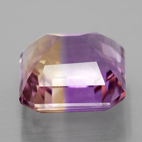 4.82캐럿 천연 바이컬러 아메트린, 에메랄드 컷, 10.2×10 mm, VVS