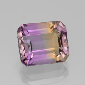 4.38캐럿 천연 바이컬러 아메트린, 에메랄드 컷, 10.5×8.9 mm, VVS
