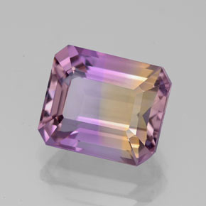 4.38캐럿 천연 바이컬러 아메트린, 에메랄드 컷, 10.5×8.9 mm, VVS