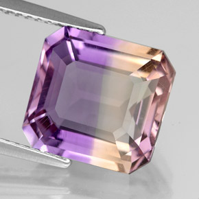 5.42캐럿 천연 바이컬러 아메트린, 에메랄드 컷, 11.3×10.7 mm, VVS