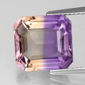 5.42캐럿 천연 바이컬러 아메트린, 에메랄드 컷, 11.3×10.7 mm, VVS