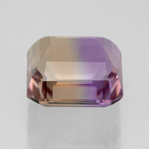 6.11캐럿 천연 바이컬러 아메트린, 에메랄드 컷, 10.6×10.5 mm, VVS