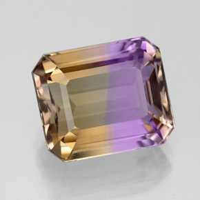 5.22캐럿 천연 바이컬러 아메트린, 에메랄드 컷, 11.1×9.3 mm, VVS