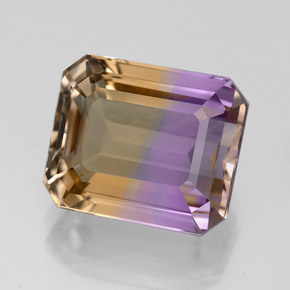 5.22캐럿 천연 바이컬러 아메트린, 에메랄드 컷, 11.1×9.3 mm, VVS