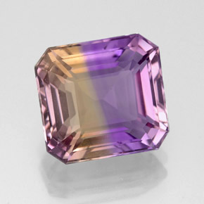 4.79캐럿 천연 바이컬러 아메트린, 에메랄드 컷, 10.5×9.8 mm, VVS