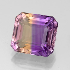 4.79캐럿 천연 바이컬러 아메트린, 에메랄드 컷, 10.5×9.8 mm, VVS