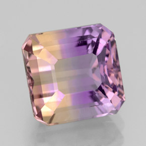 4.23캐럿 천연 바이컬러 아메트린, 에메랄드 컷, 9.2×8.9 mm, VVS