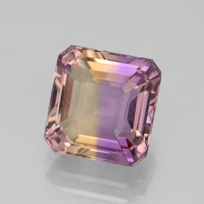 2.90캐럿 천연 바이컬러 아메트린, 에메랄드 컷, 8.6×8.3 mm, VVS