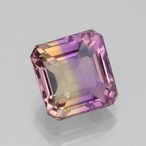 2.90캐럿 천연 바이컬러 아메트린, 에메랄드 컷, 8.6×8.3 mm, VVS