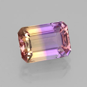 2.92캐럿 천연 바이컬러 아메트린, 에메랄드 컷, 10×7 mm, VVS