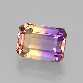 2.92캐럿 천연 바이컬러 아메트린, 에메랄드 컷, 10×7 mm, VVS