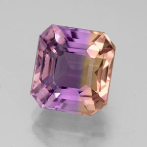 4.15캐럿 천연 바이컬러 아메트린, 에메랄드 컷, 9.5×8.7 mm, VVS