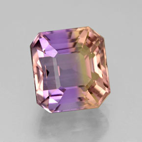 4.15캐럿 천연 바이컬러 아메트린, 에메랄드 컷, 9.5×8.7 mm, VVS