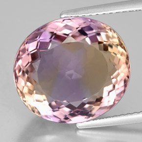 9.52캐럿 천연 바이컬러 아메트린, 타원형 컷, 14.9×13.4 mm, IF