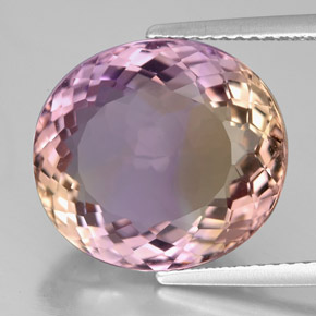9.52캐럿 천연 바이컬러 아메트린, 타원형 컷, 14.9×13.4 mm, IF