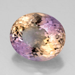 8.50캐럿 천연 바이컬러 아메트린, 타원형 컷, 14.1×12.1 mm, VS