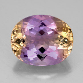 7.88캐럿 천연 바이컬러 아메트린, 타원형 컷, 14.3×11.7 mm, VVS