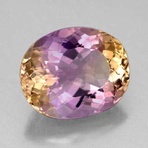 7.88캐럿 천연 바이컬러 아메트린, 타원형 컷, 14.3×11.7 mm, VVS