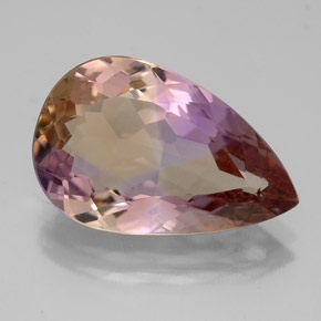 6.06캐럿 천연 바이컬러 아메트린, 배 모양, 16.8×10.7 mm, VVS