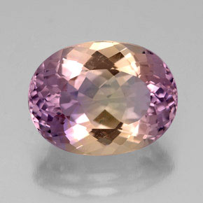 5.69캐럿 천연 바이컬러 아메트린, 타원형 컷, 13.4×10.3 mm, VVS