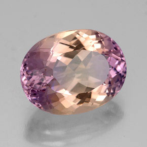 5.69캐럿 천연 바이컬러 아메트린, 타원형 컷, 13.4×10.3 mm, VVS