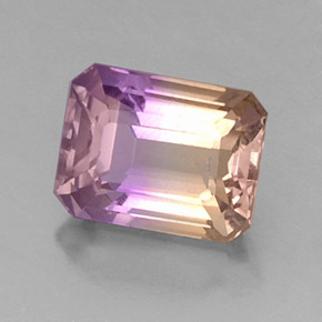 3.57캐럿 천연 바이컬러 아메트린, 에메랄드 컷, 10.2×7.9 mm, VVS-VS