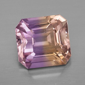 4.98캐럿 천연 바이컬러 아메트린, 에메랄드 컷, 10.6×10 mm, VVS-VS