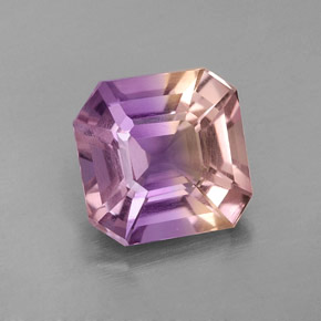1.64캐럿 천연 바이컬러 아메트린, 에메랄드 컷, 7.5×7.4 mm, VS