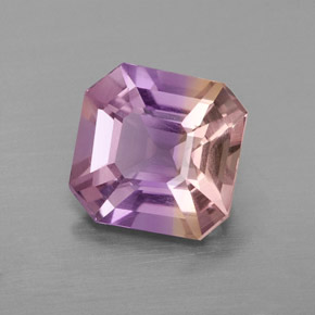 1.64캐럿 천연 바이컬러 아메트린, 에메랄드 컷, 7.5×7.4 mm, VS