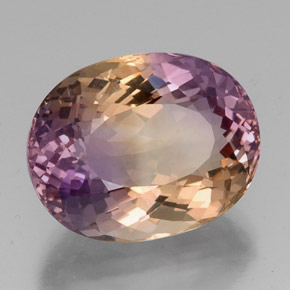 19.11캐럿 천연 바이컬러 아메트린, 타원형 컷, 19.5×15.3 mm, VVS-VS