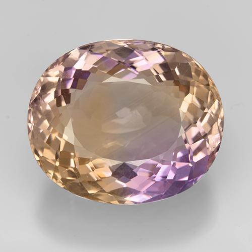 17.20캐럿 천연 바이컬러 아메트린, 타원형 컷, 18.2×15.4 mm, VS